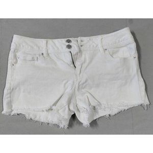 Refuge Distressed Womens White Jean Shorts Size 10